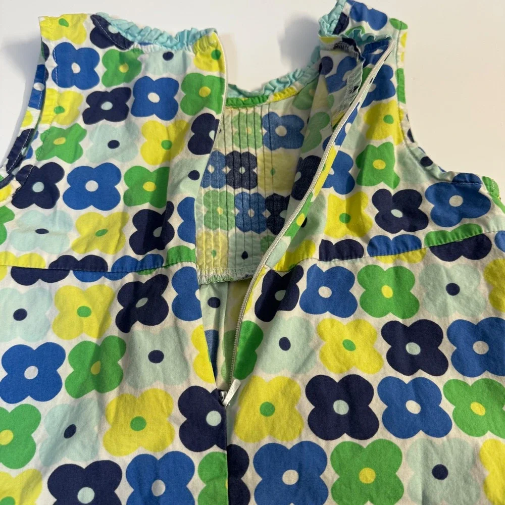 2008 Gymboree Girls Size 8 Blue Green Yellow Floral Sleeveless Cotton Top